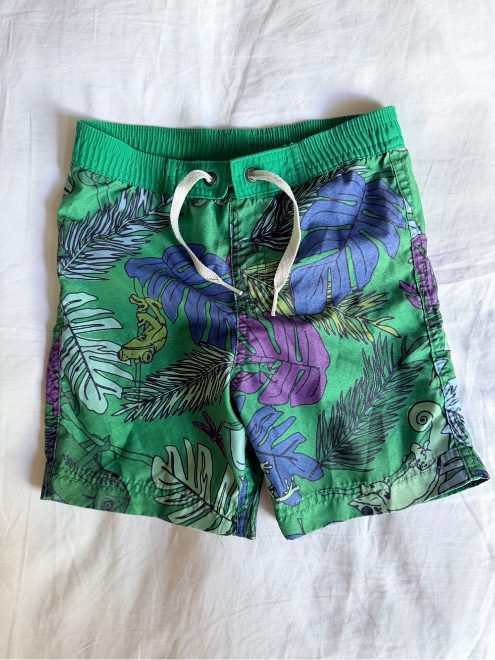 Hanna Andersson Boys Green Tropical Swim Shorts 3T